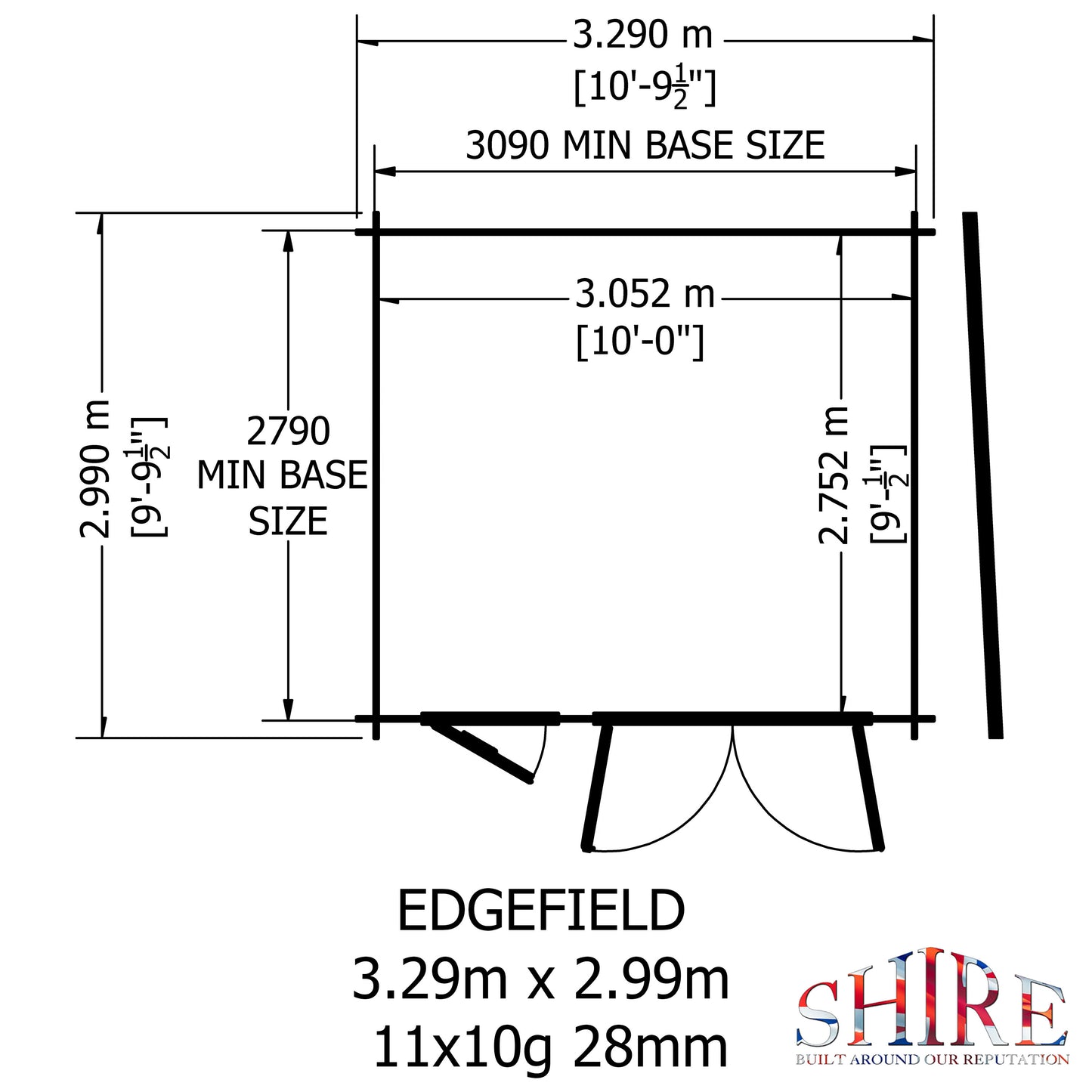 Shire Edgefield 11x10 19mm Log Cabin
