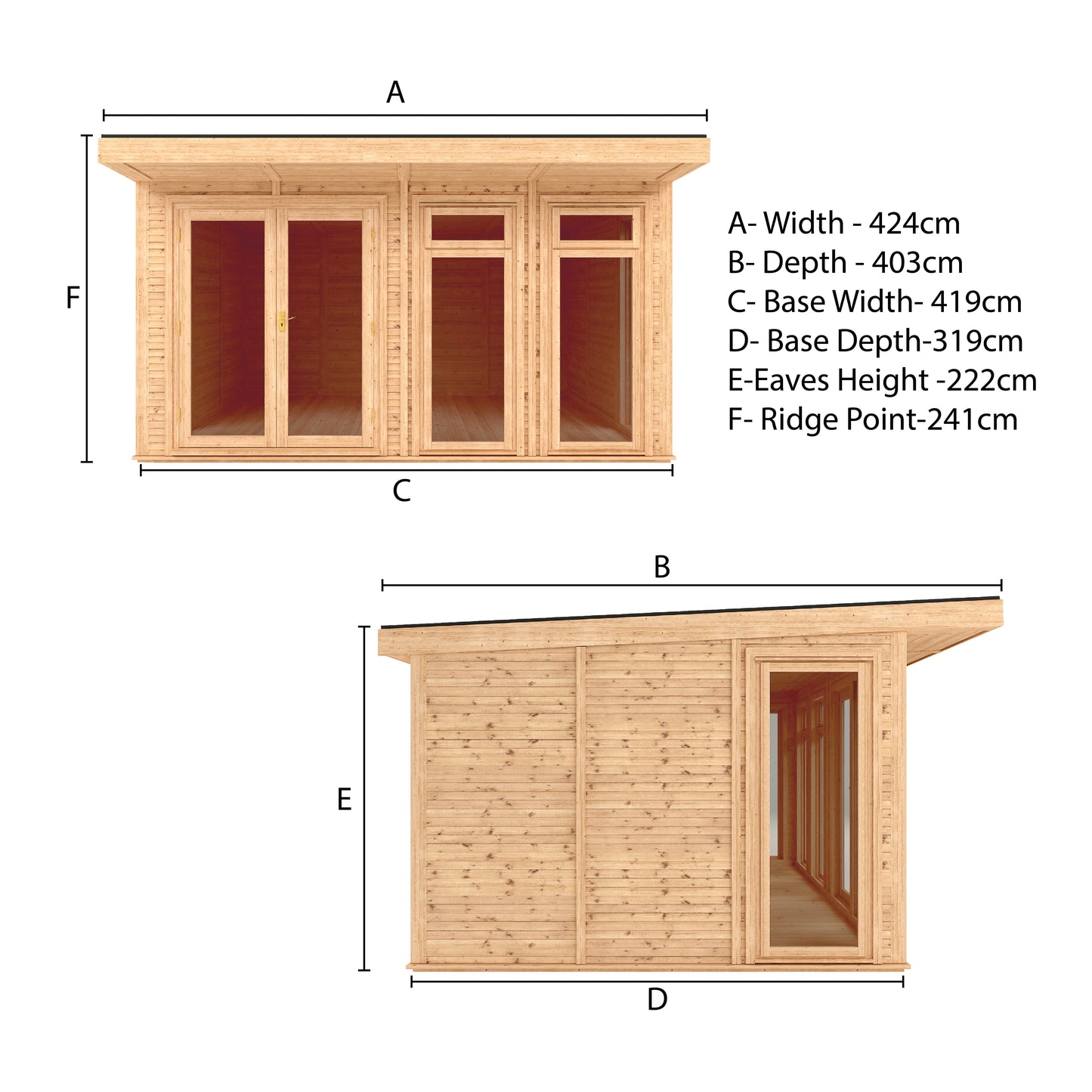 Mercia Sherwood Edwinstowe 4mx3m Insulated Garden Room- (UPVC Windows & Doors) - Oak