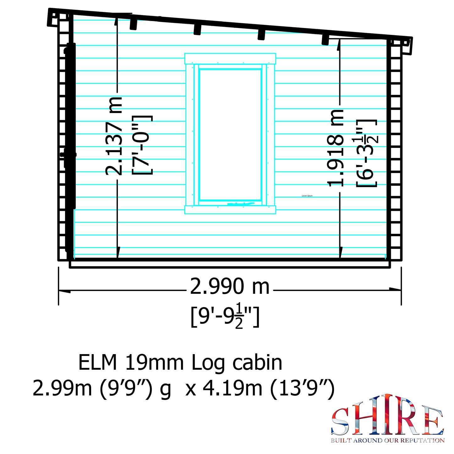 Shire Elm 10x14 19mm Log Cabin