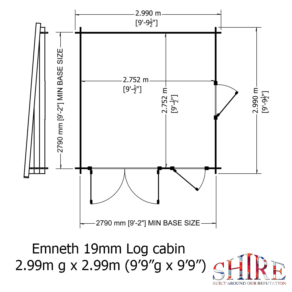 Shire Emneth 10x10 19mm Log Cabin