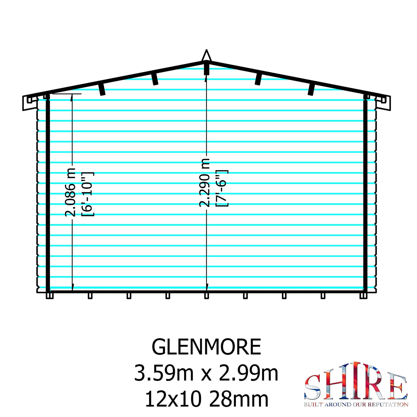 Shire Glenmore 12x10 Log Cabin (28mm - 70mm Logs)