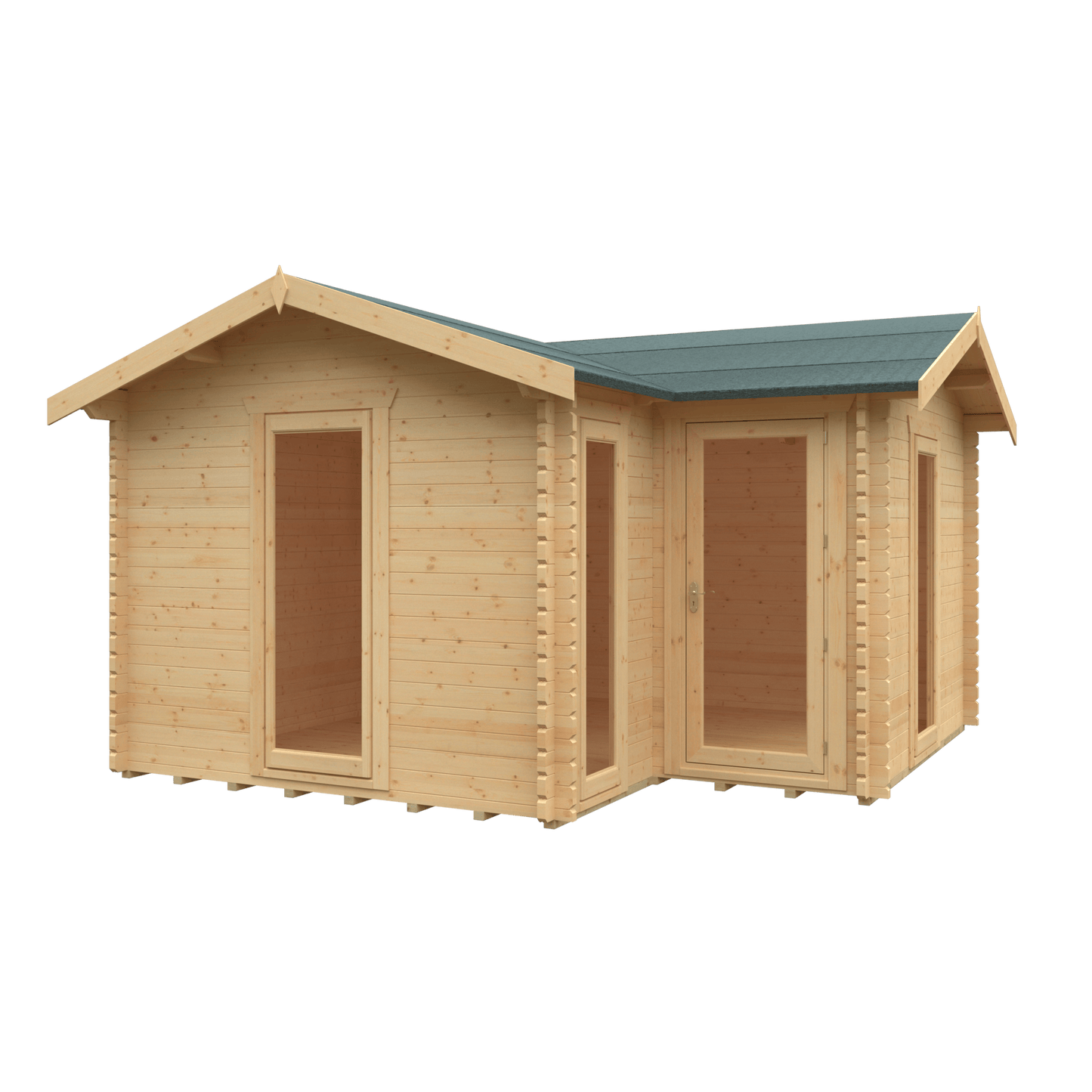 14x14 The L-Shaped Cabin | 44mm Log Cabin
