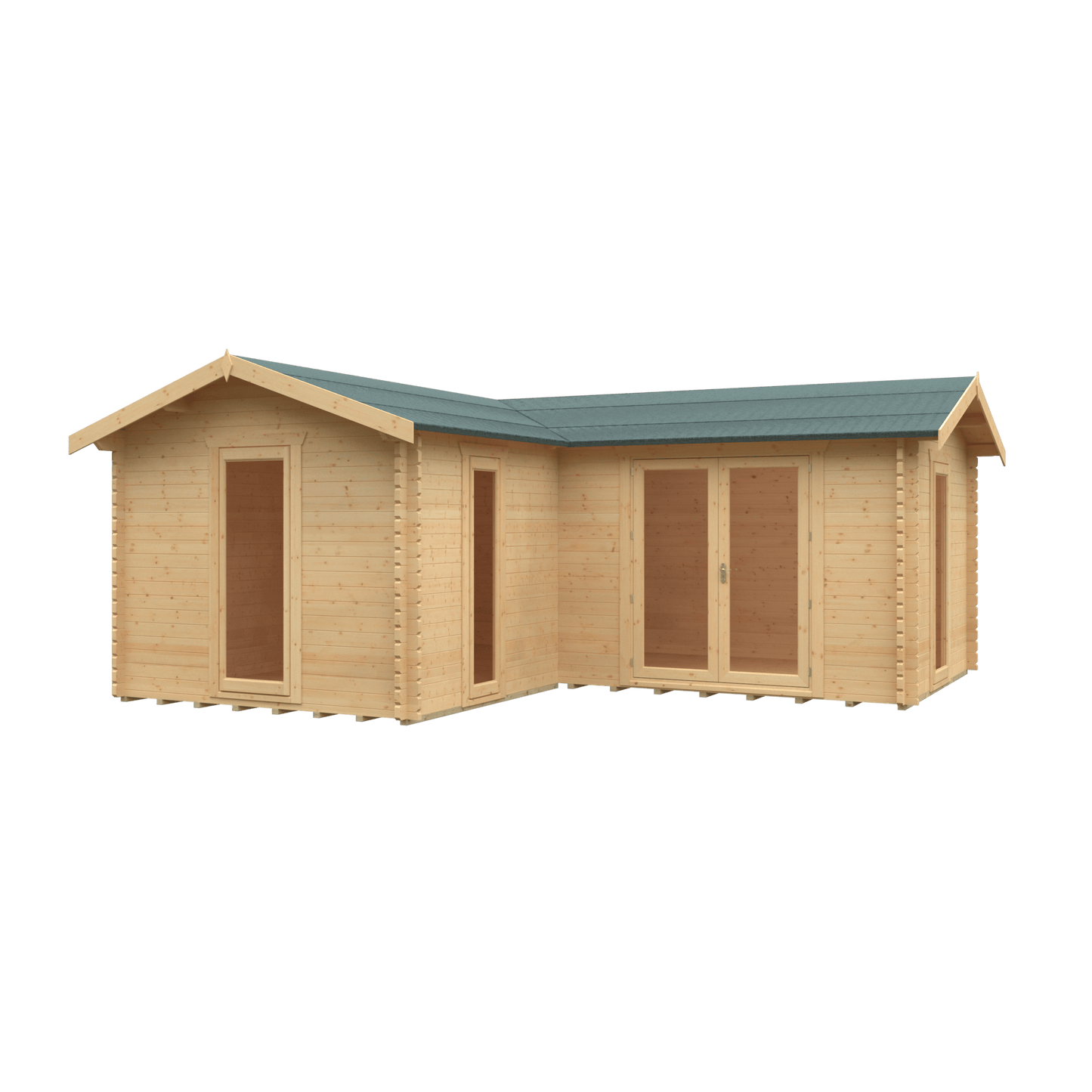 20x18 The L-Shaped Cabin | 44mm Log Cabin