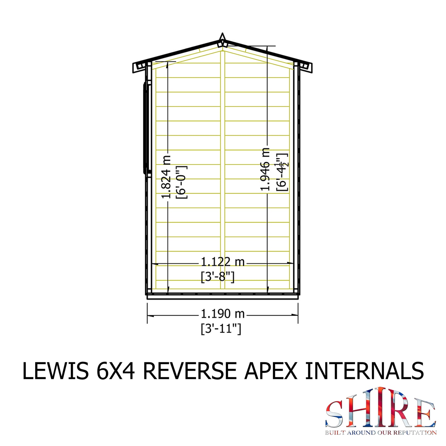 Shire Lewis 6x4 Single Door Loglap Reverse Style C
