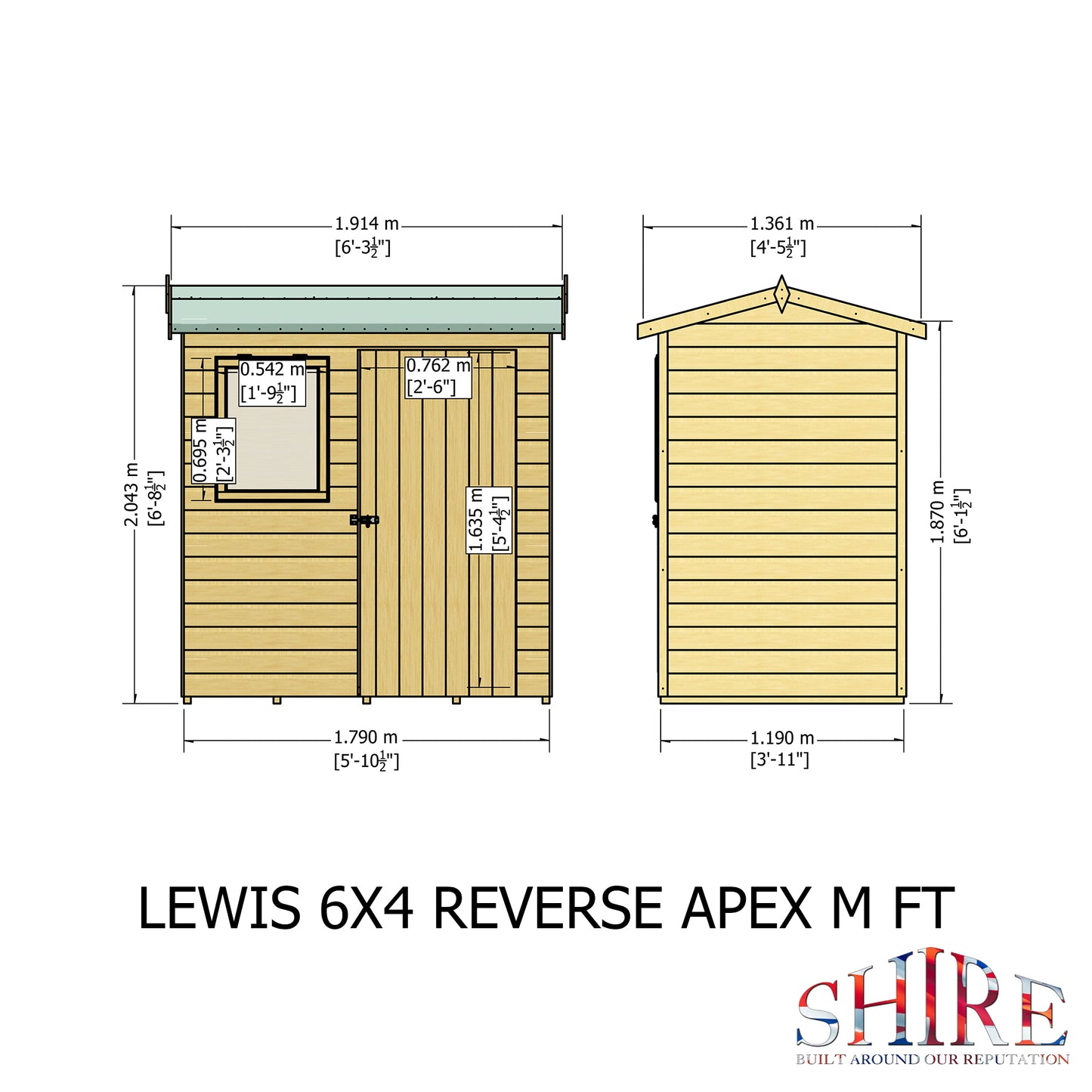Shire Lewis 6x4 Single Door Loglap Reverse Style C