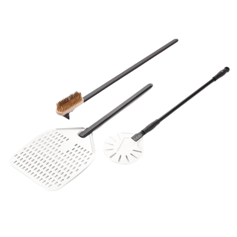 Fontana Kit Pizzaiolo 3 Tools – Shovel, Brush & Round Palino Pizza Maker Set