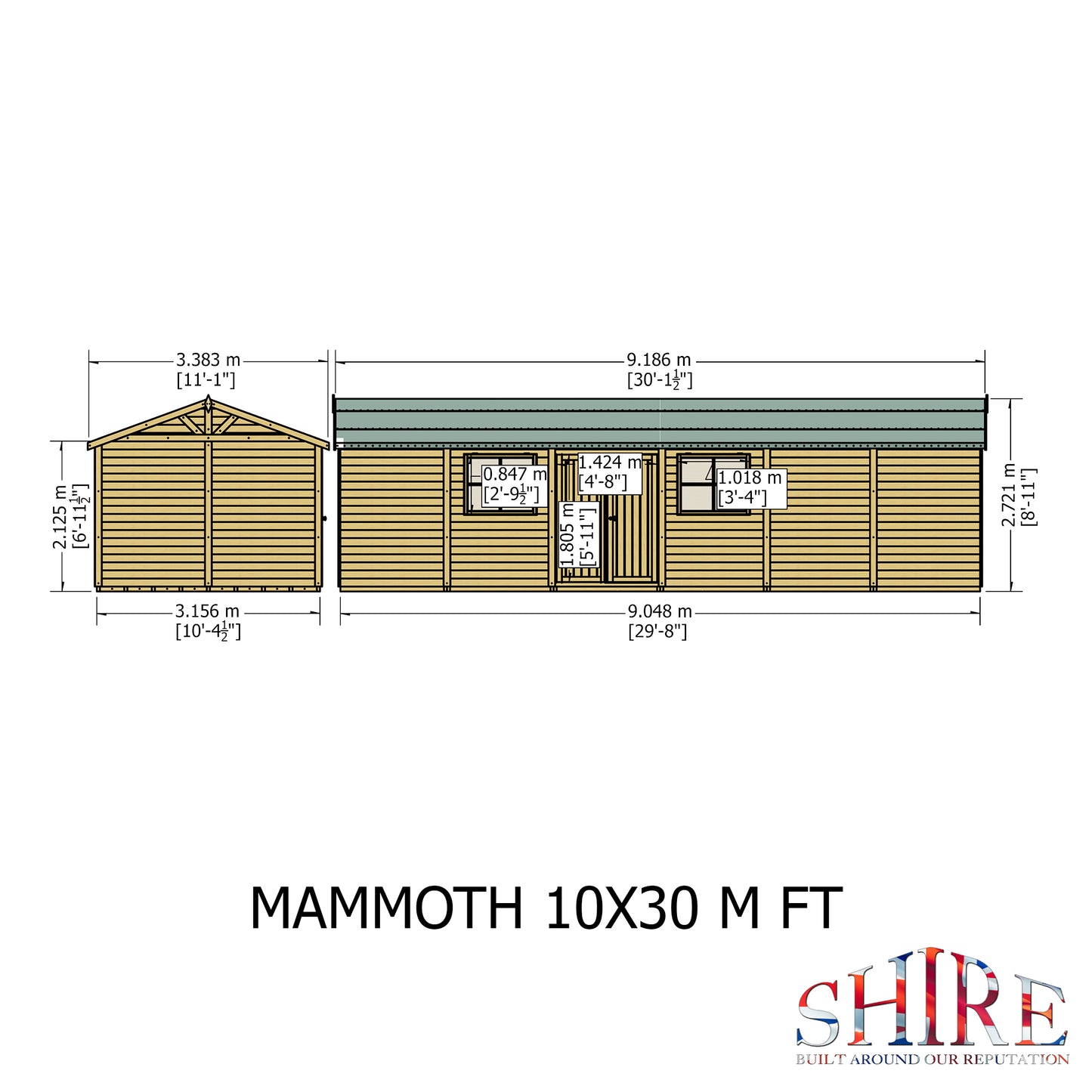Shire Mammoth 10x30 Double Door Shiplap