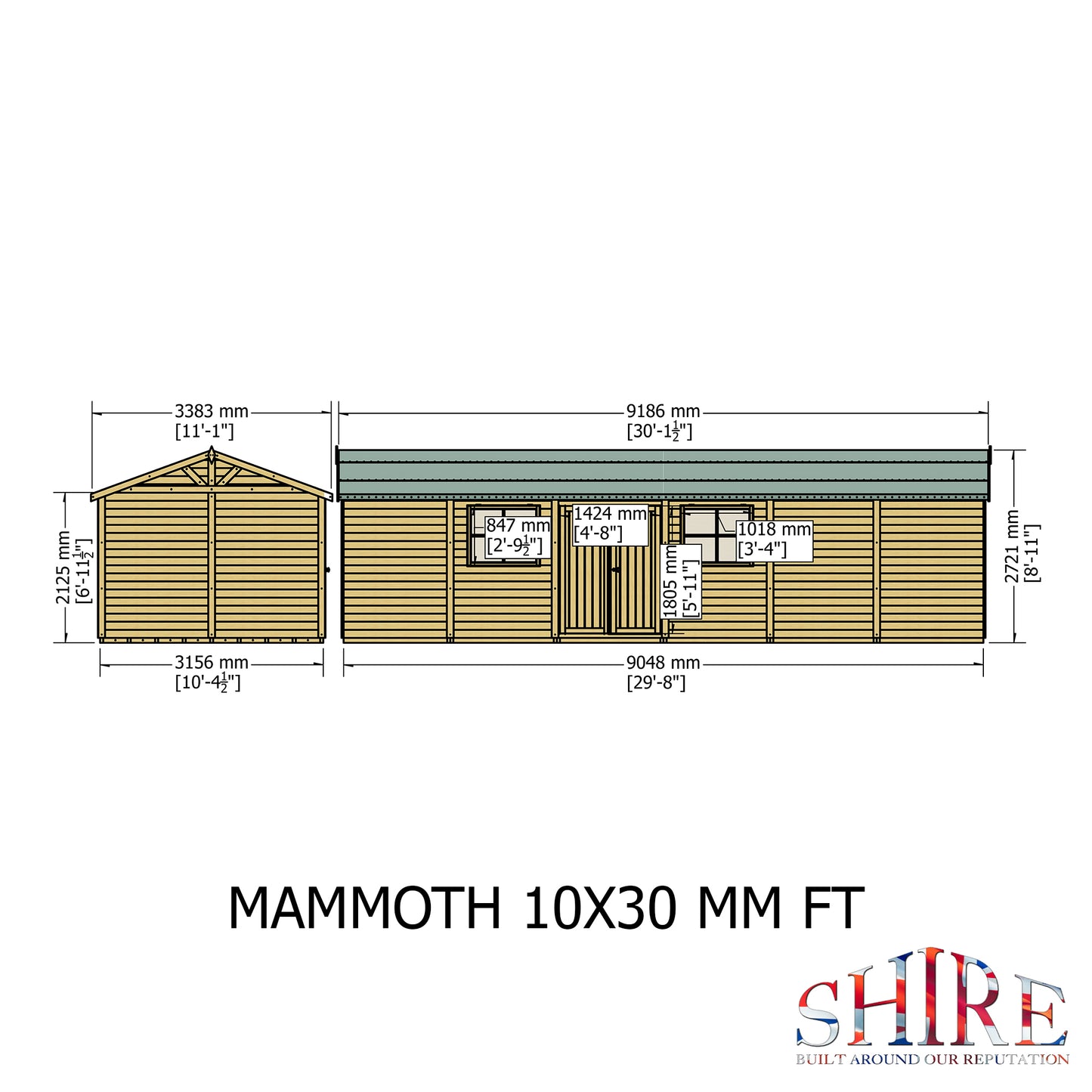Shire Mammoth 10x30 Double Door Shiplap