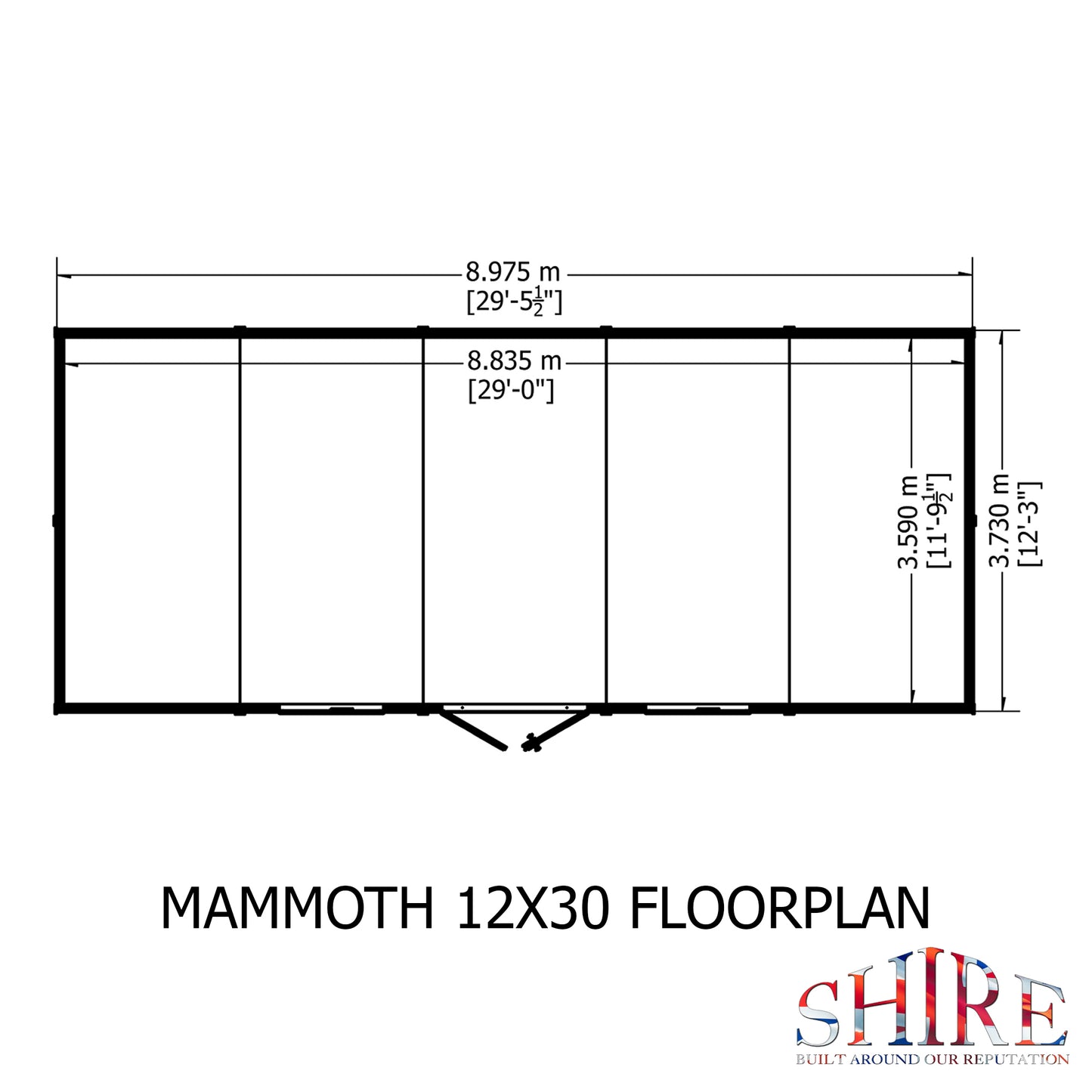 Shire Mammoth 12x30 Double Door Shiplap