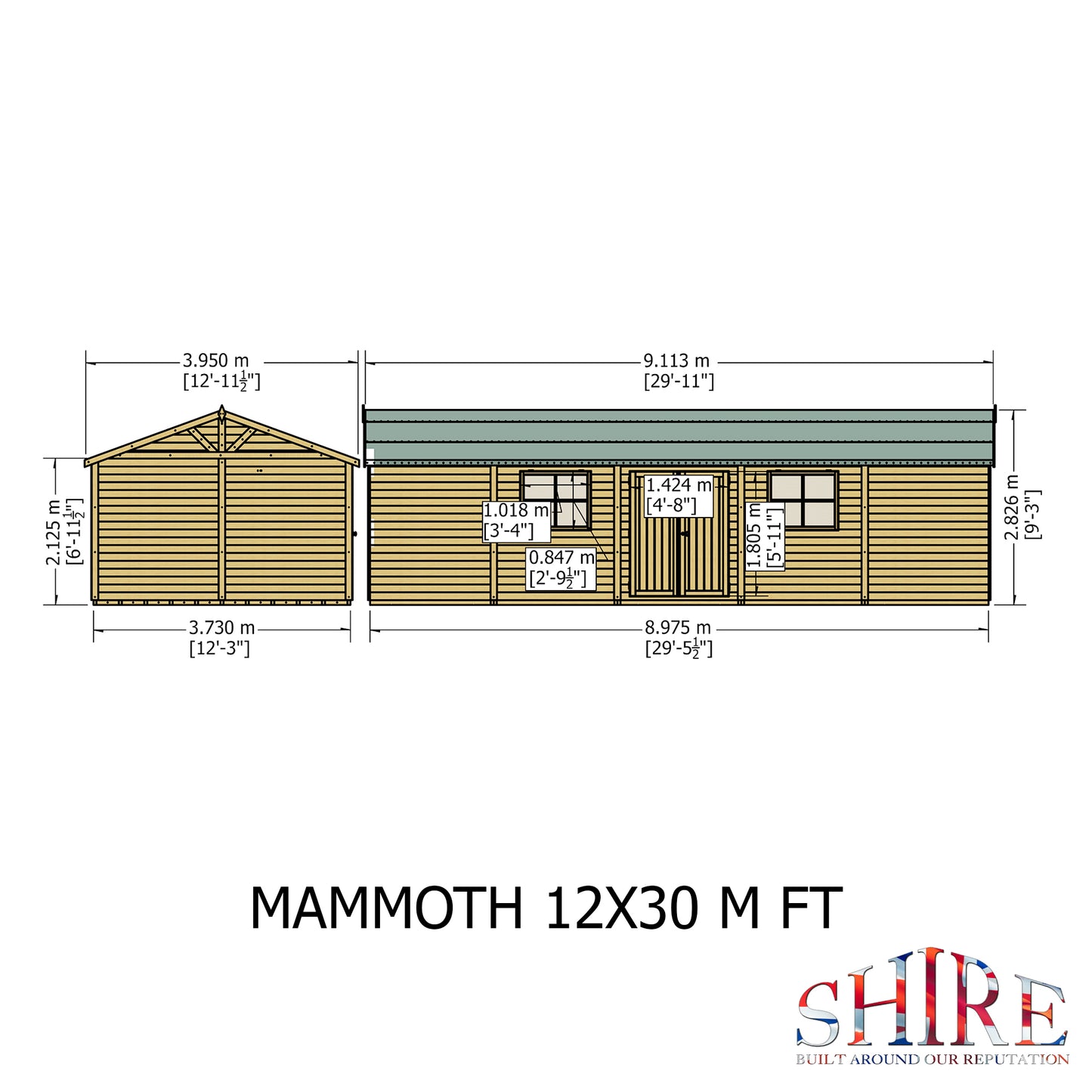 Shire Mammoth 12x30 Double Door Shiplap