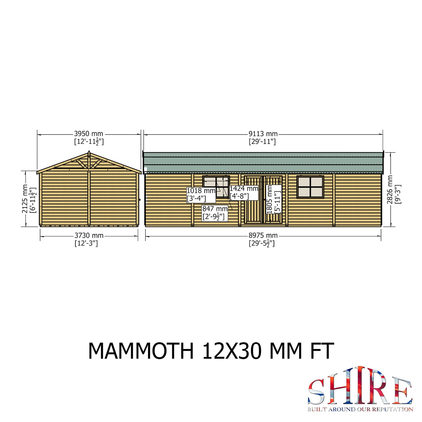 Shire Mammoth 12x30 Double Door Shiplap