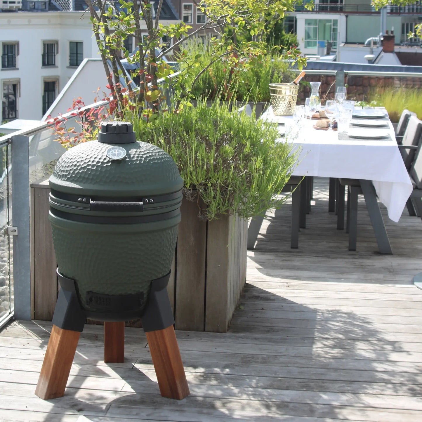Moddern Kamado Olive Green Wooden Base and Legs