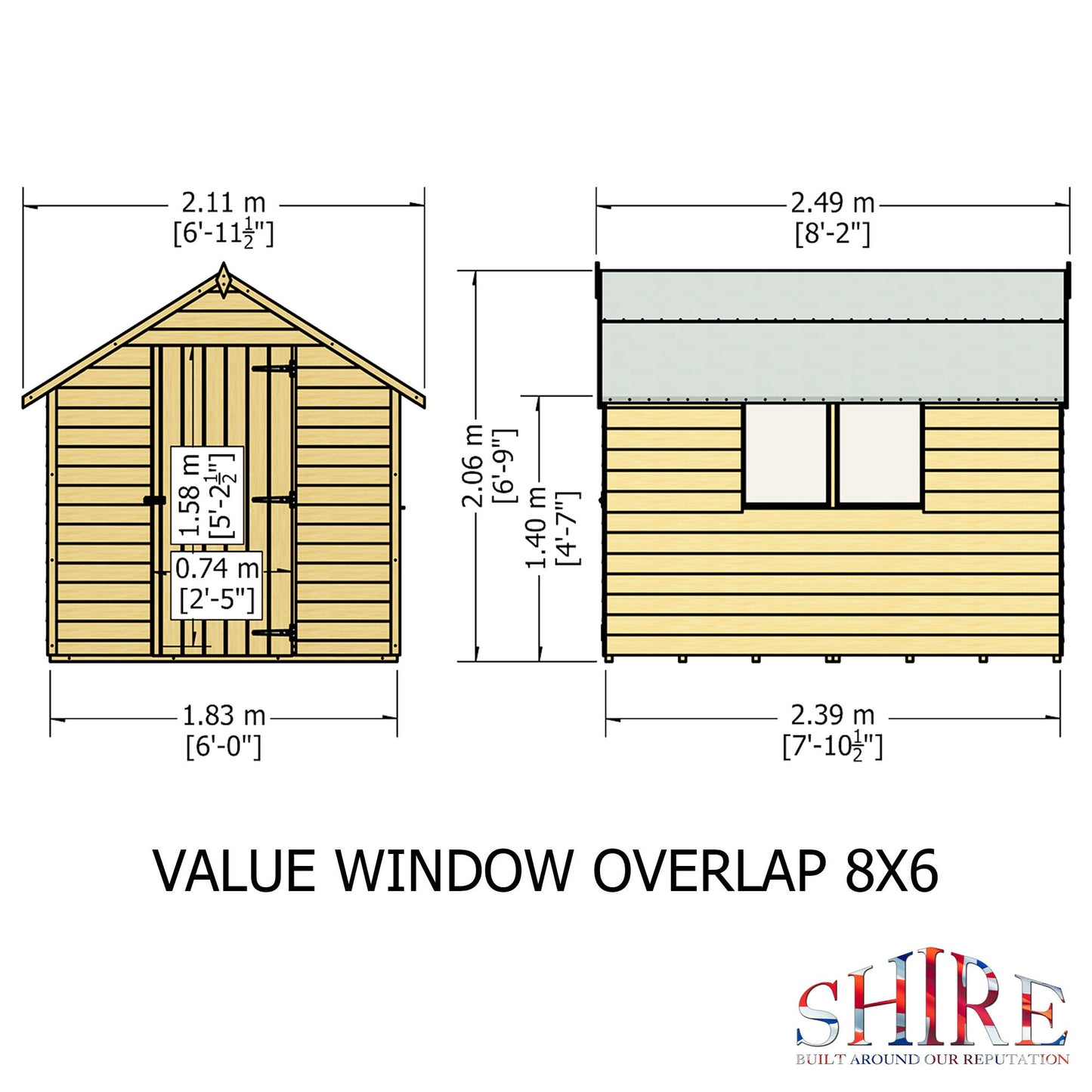 Shire Overlap 8x6 Single Door Value with Window Pressure treated