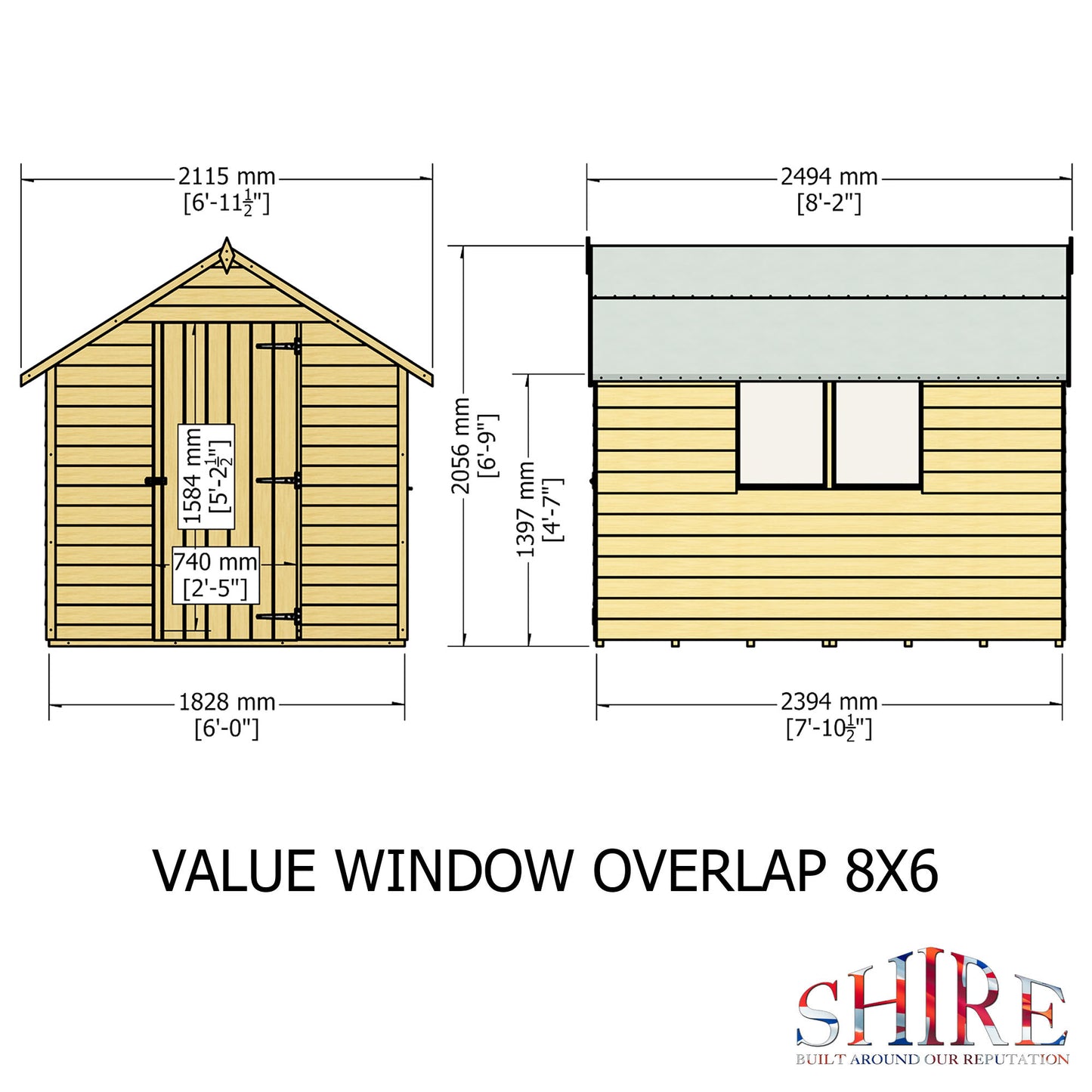 Shire Overlap 8x6 Single Door Value with Window