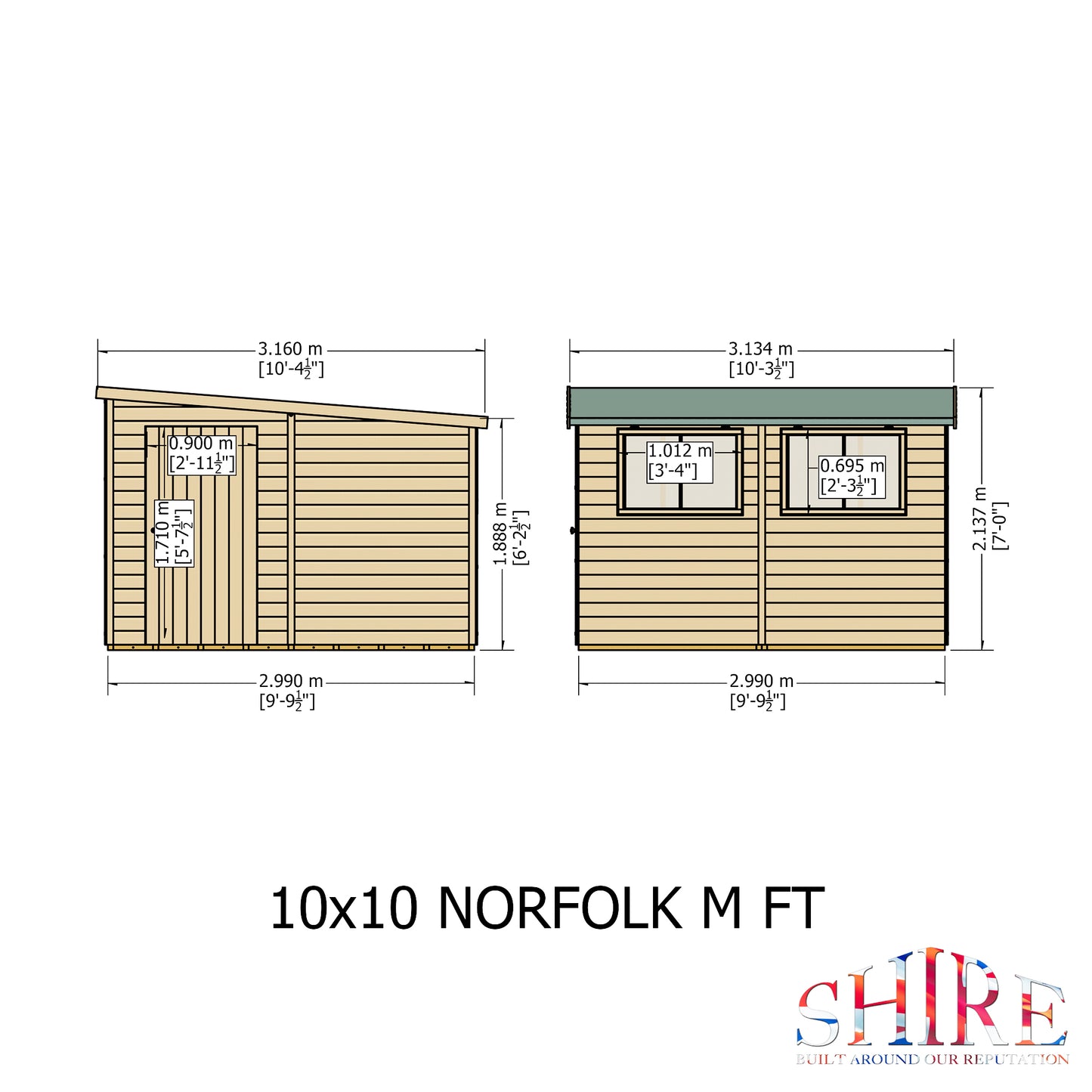 Shire Norfolk 10x10 Single Door Shiplap Style A