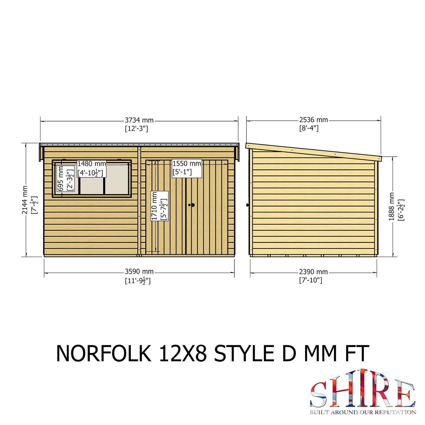 Shire Norfolk 12x8 Double Door Shiplap