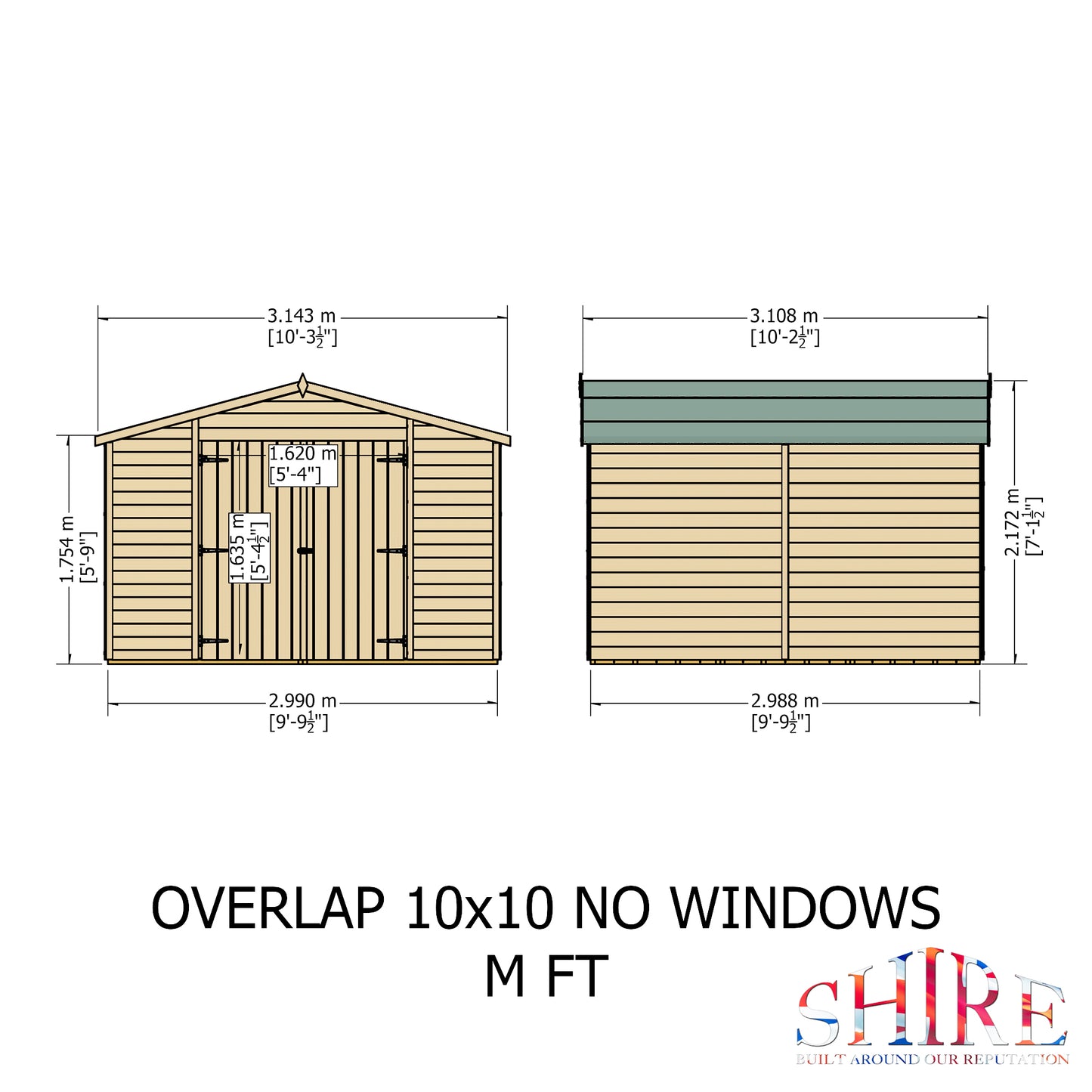 Shire Overlap Double Door No windows 10x10 D/D