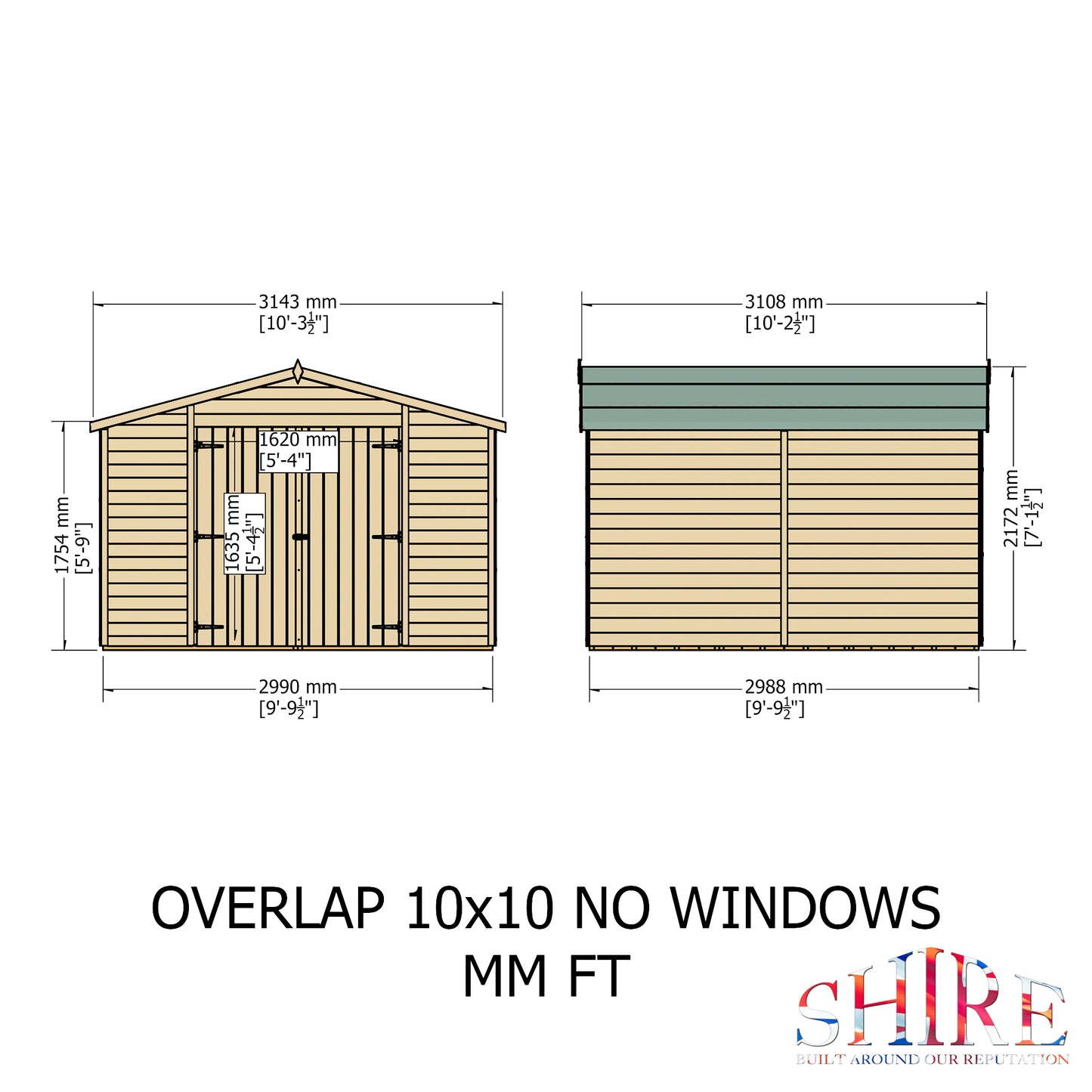 Shire Overlap Double Door No windows 10x10 D/D