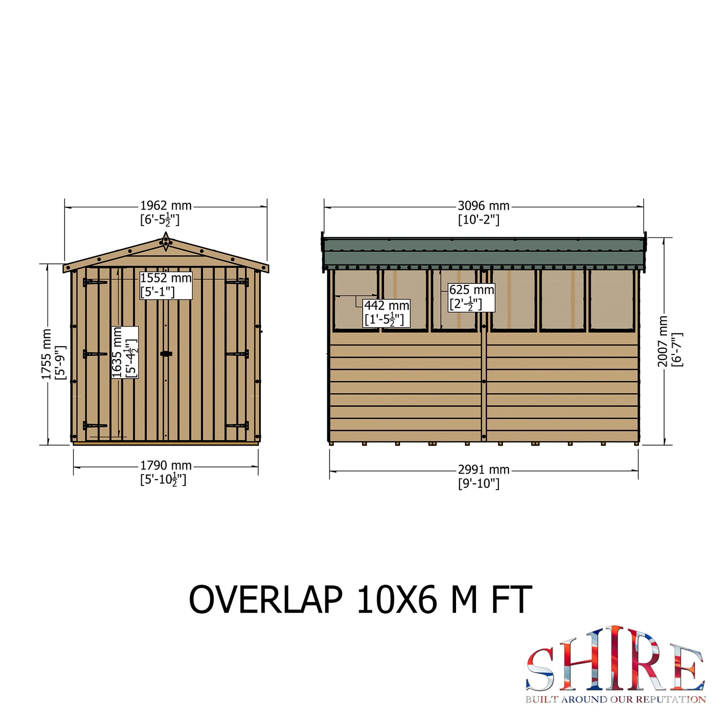 Shire Overlap Double Door Apex 10x6 D/D