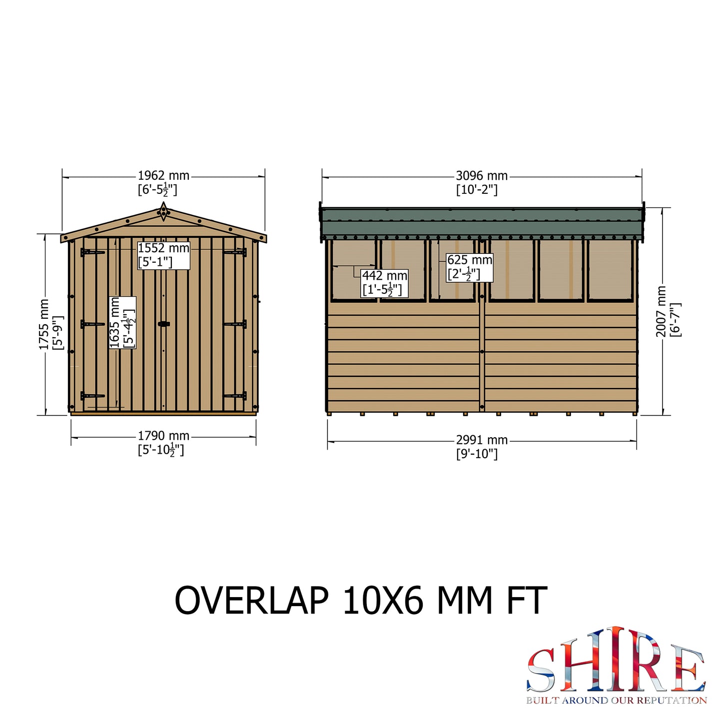 Shire Overlap Double Door Apex 10x6 D/D