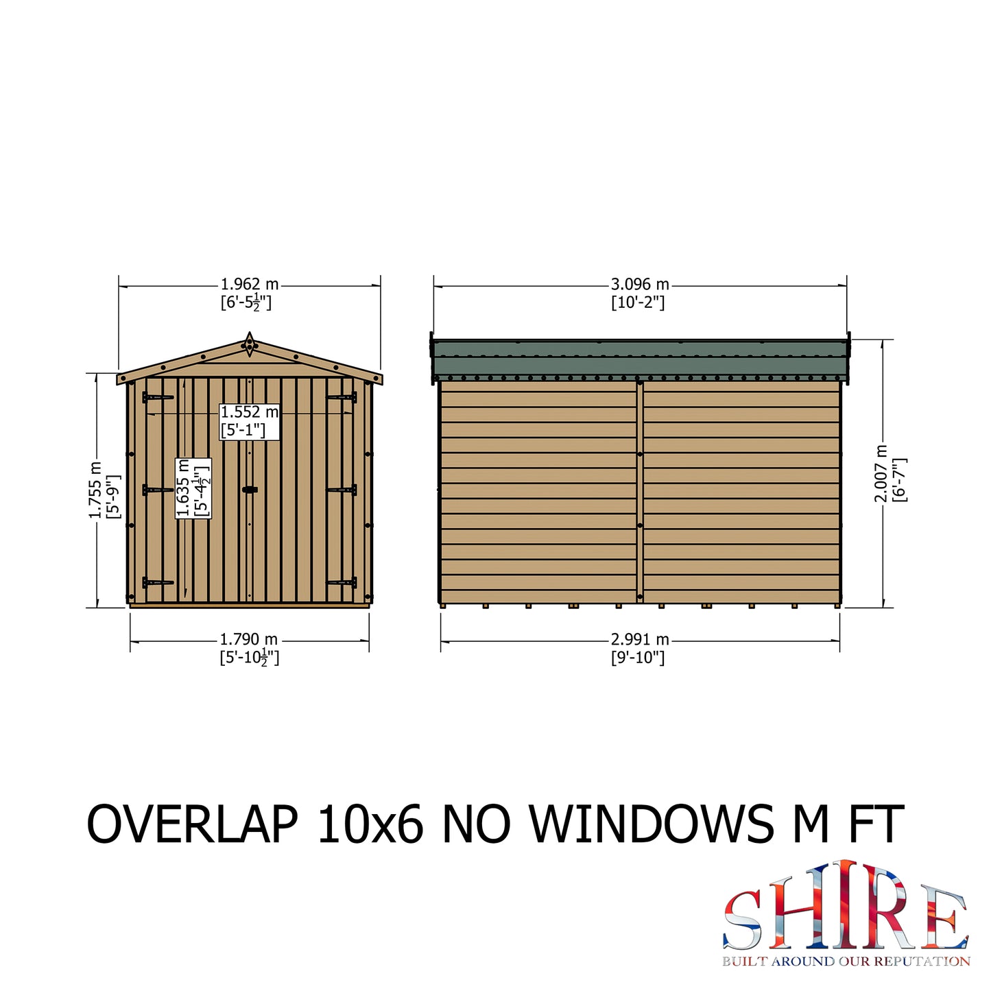 Shire Overlap Double Door No windows 10x6 D/D