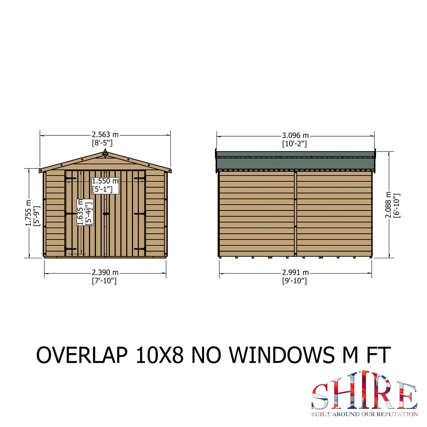 Shire Overlap Double Door No windows 10x8 D/D
