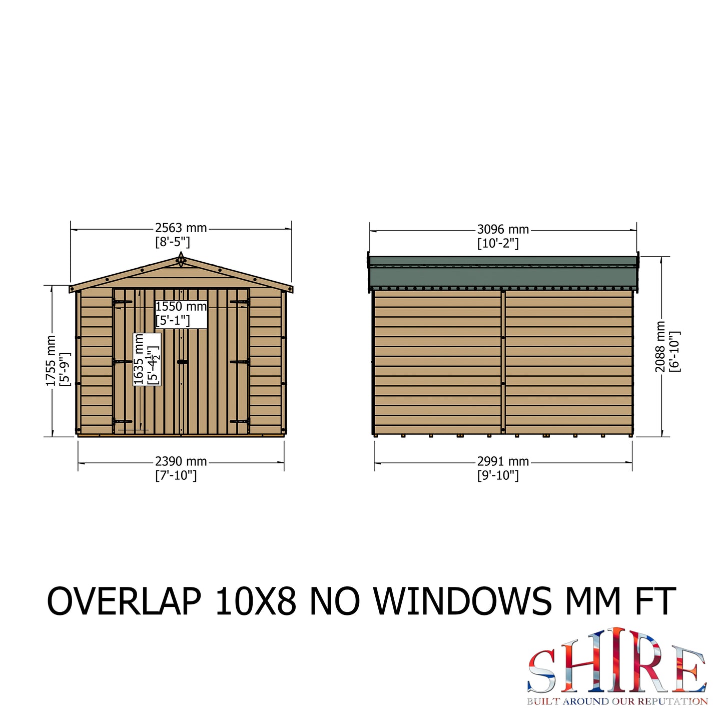 Shire Overlap Double Door No windows 10x8 D/D