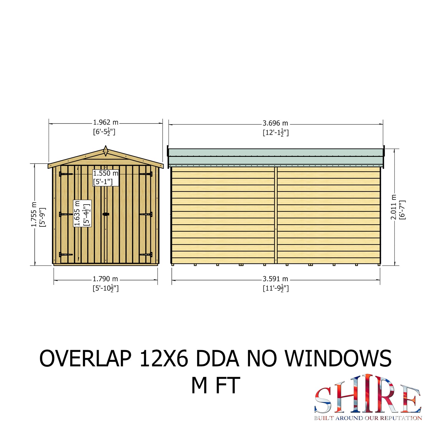 Shire Overlap Double Door No windows 12x6 D/D