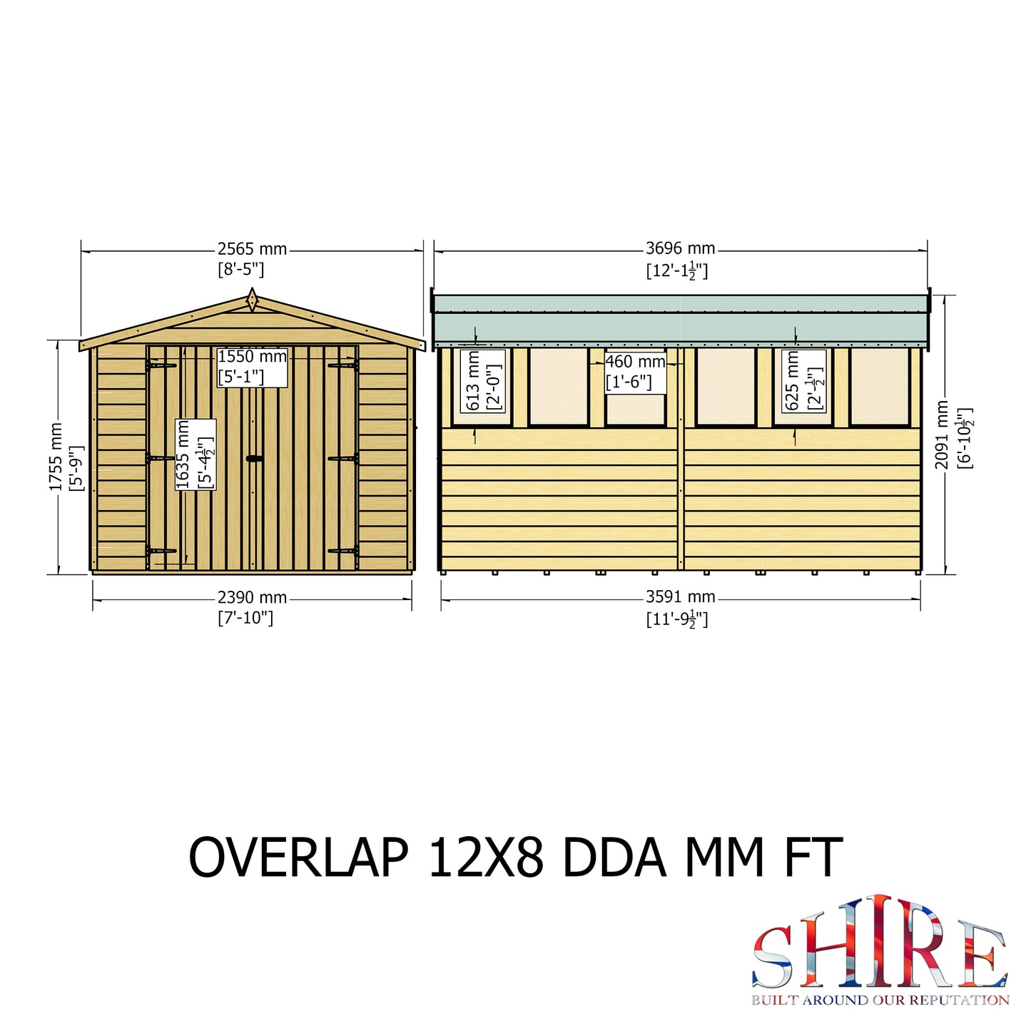 Shire Overlap Double Door 12x8 D/D