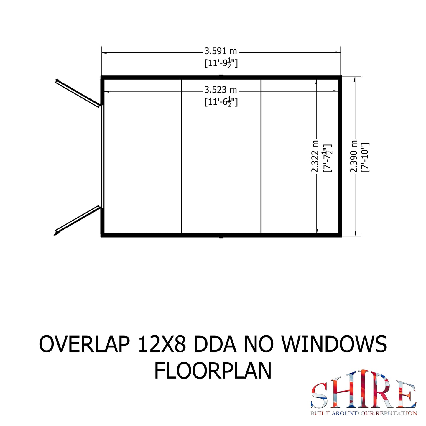 Shire Overlap Double Door No windows 12x8 D/D