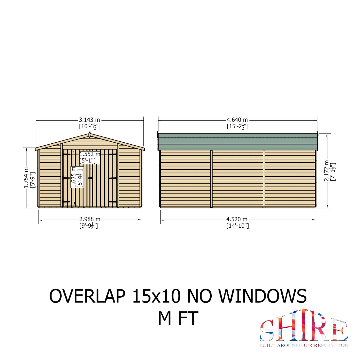Shire Overlap Double Door No windows 10x15 D/D