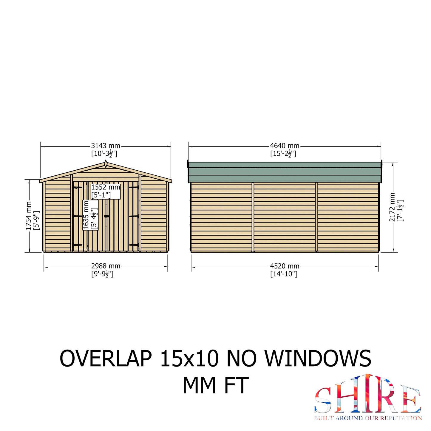 Shire Overlap Double Door No windows 10x15 D/D