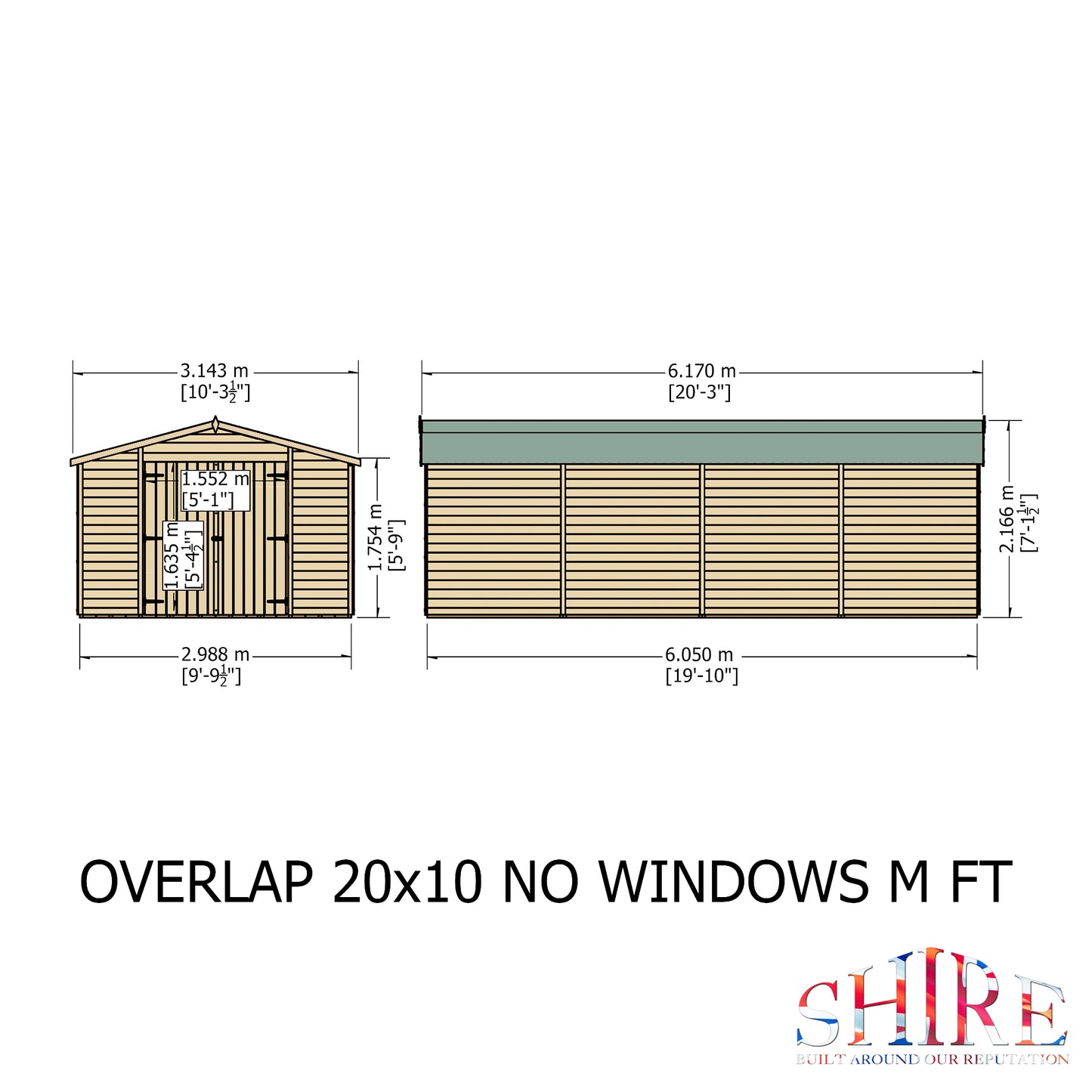 Shire Overlap Double Door No windows 10x20 D/D