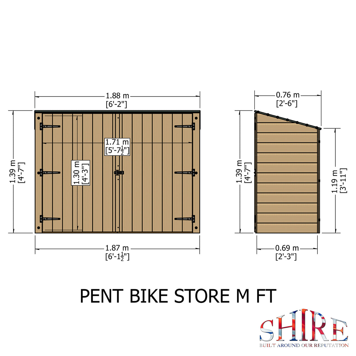 Shire Pent Shiplap Bike Store No Floor 6x3