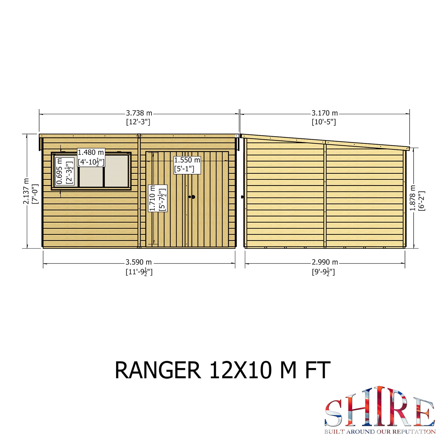 Shire Ranger 12x10 Double Door