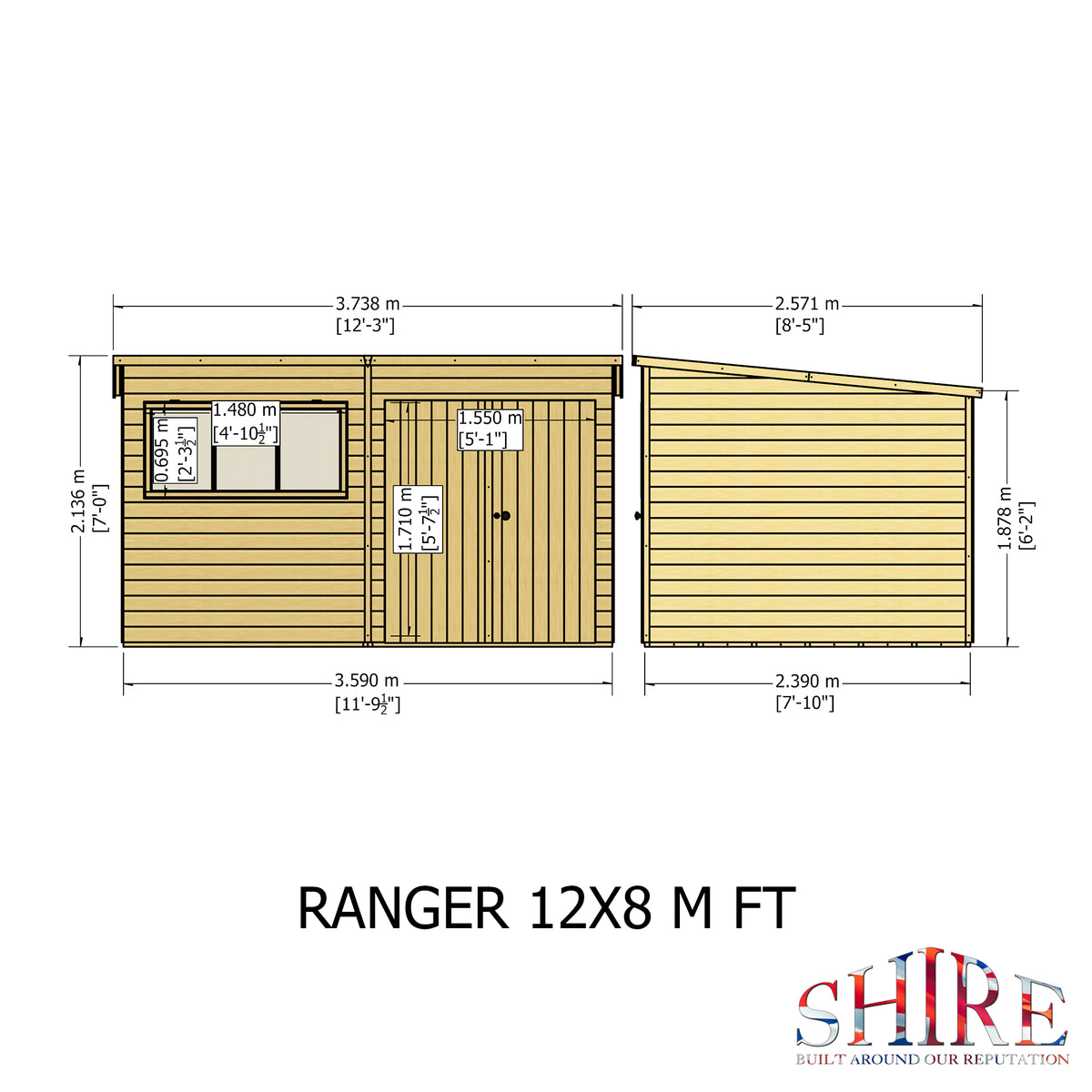 Shire Ranger 12x8 Double Door