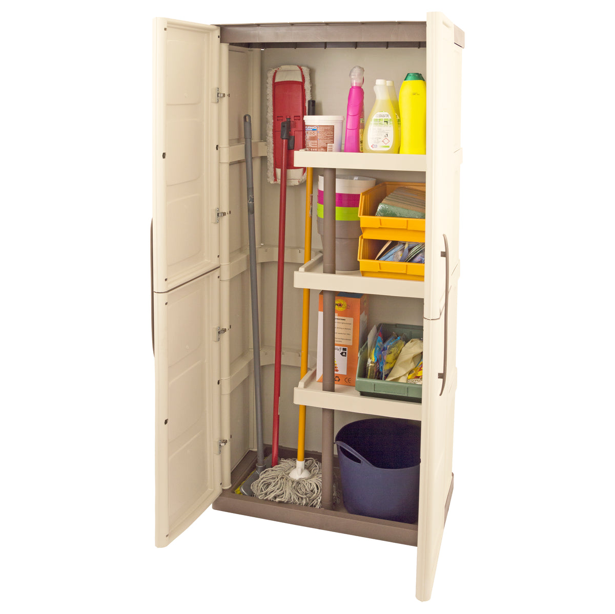 Shire Large Storage Cupboard with Shelves & Broom Storage