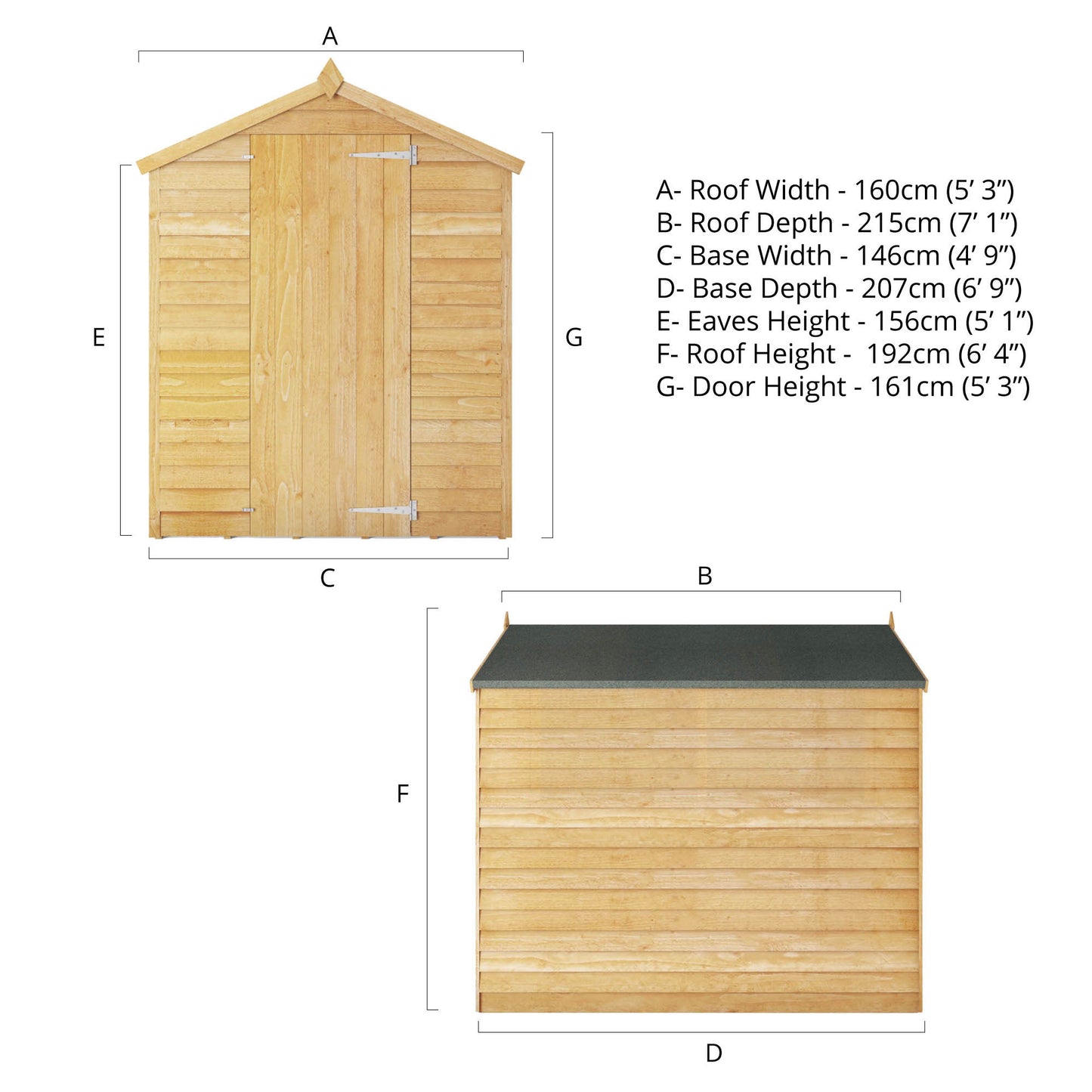Mercia 7 x 5 Overlap Apex - Windowless