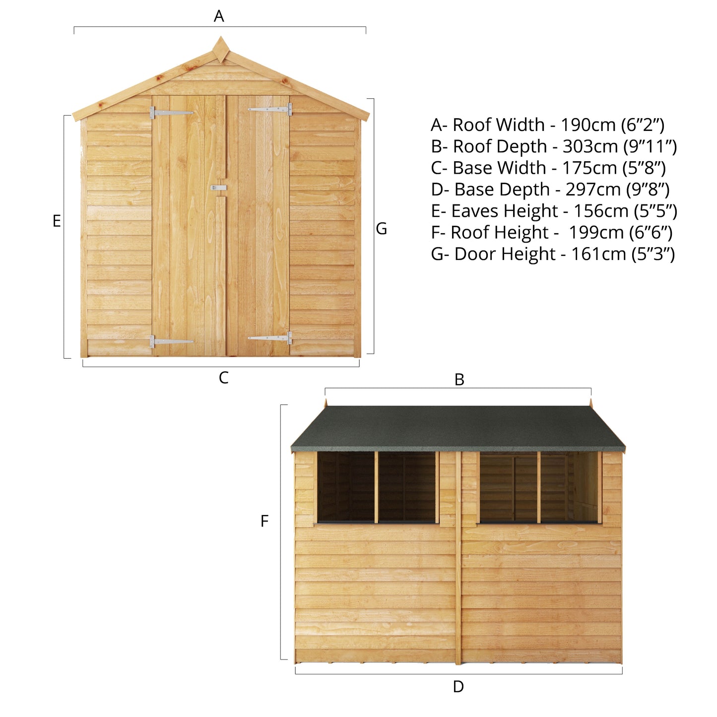 Mercia 10 x 6 Overlap Apex - Windowless