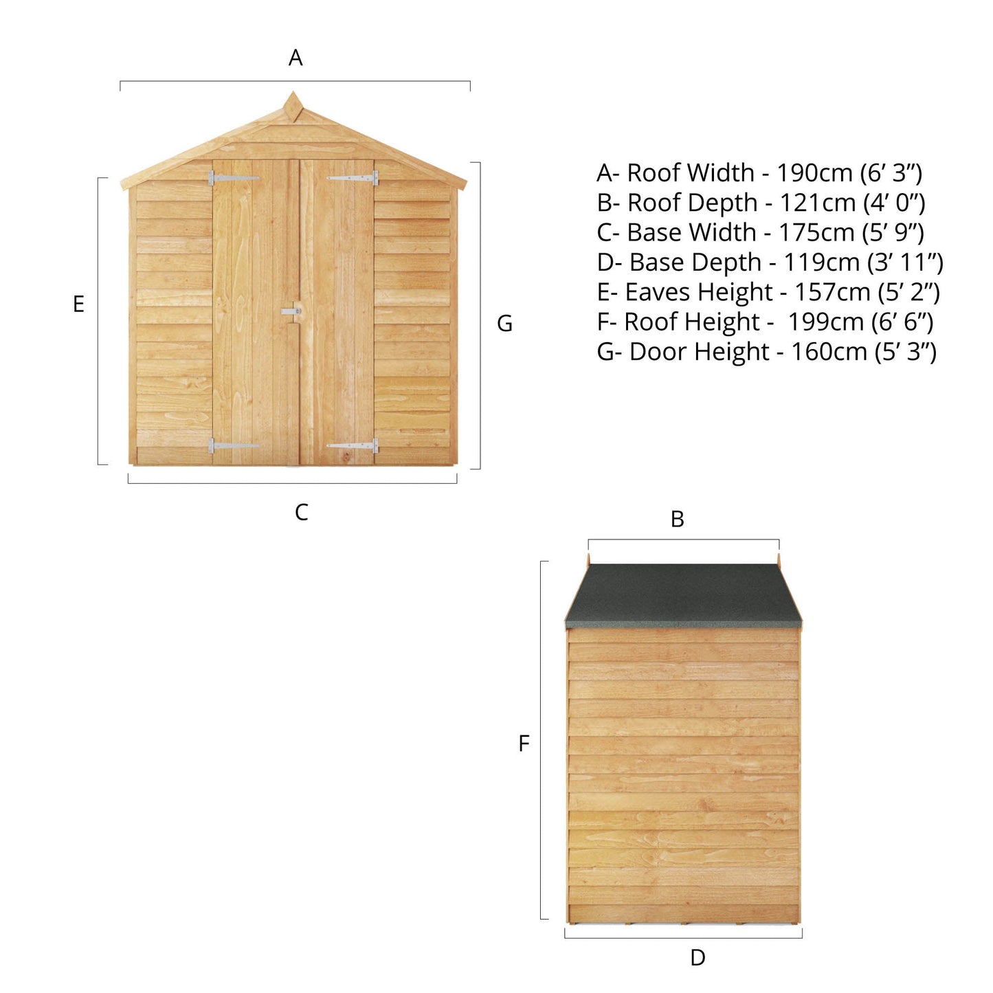 Mercia 4x6 Overlap Apex - Double Door - Windowless