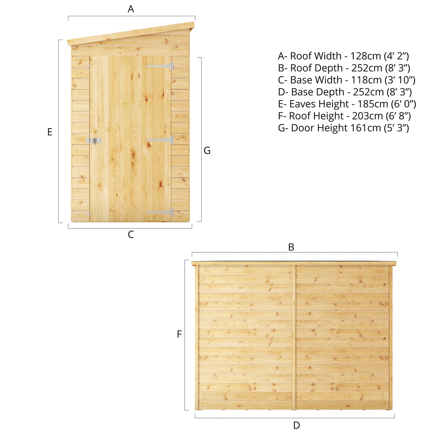 Mercia 8x4 Modular Shiplap Pent - Windowless