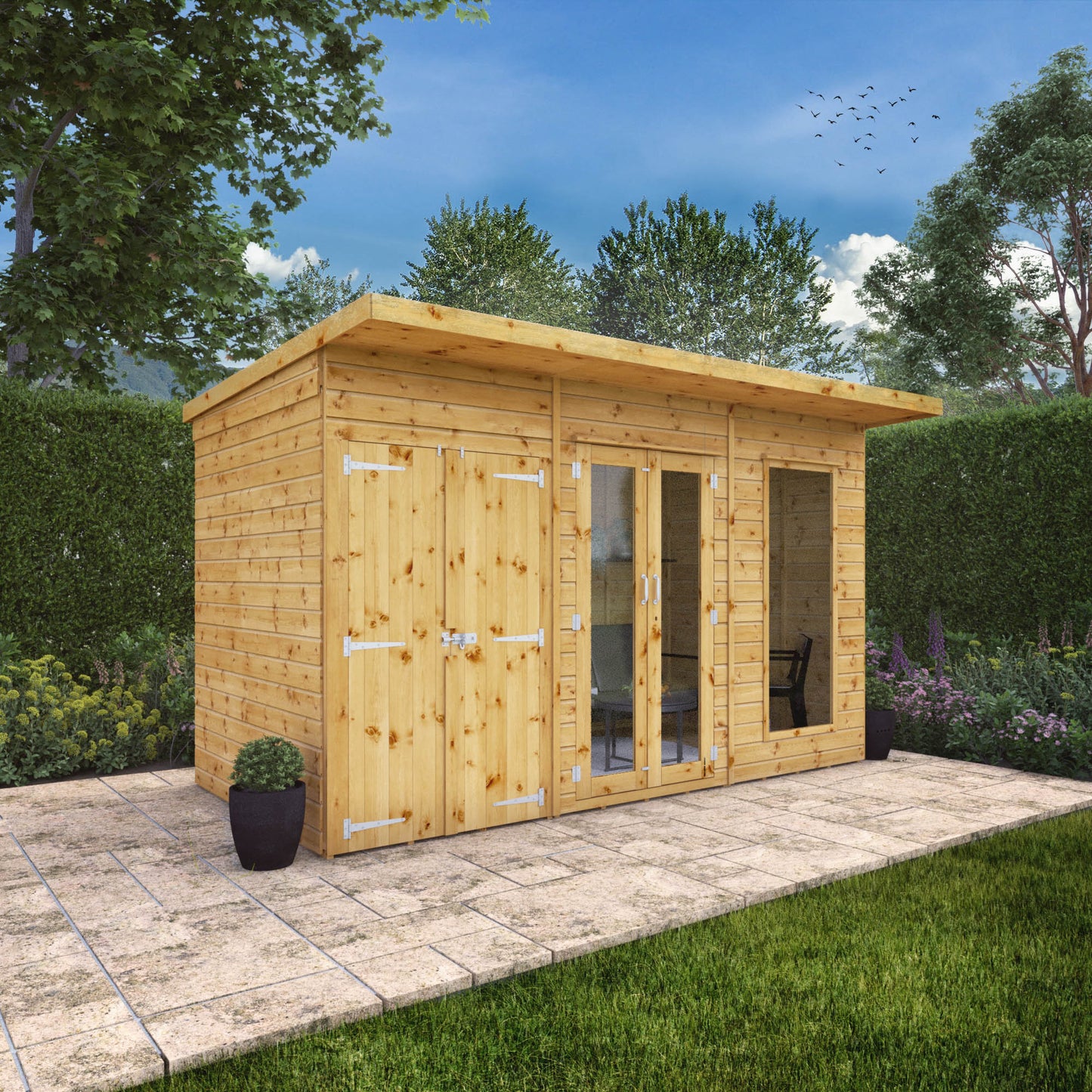 Mercia 12x6 Maine Pent Summerhouse With Side Shed