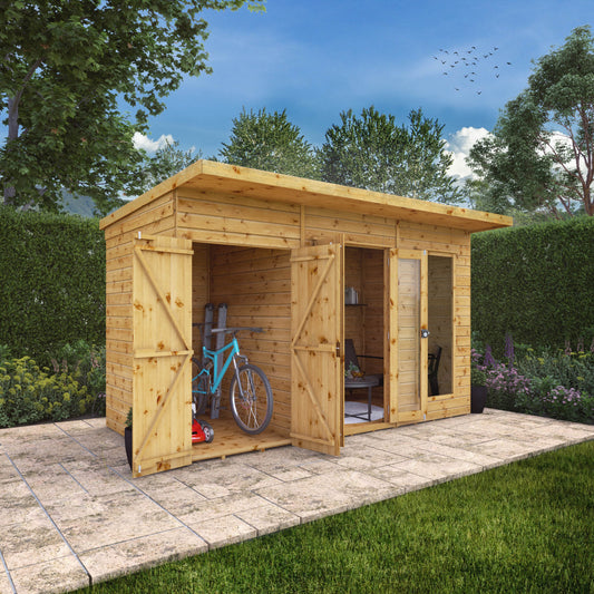 Mercia 12x6 Maine Pent Summerhouse With Side Shed
