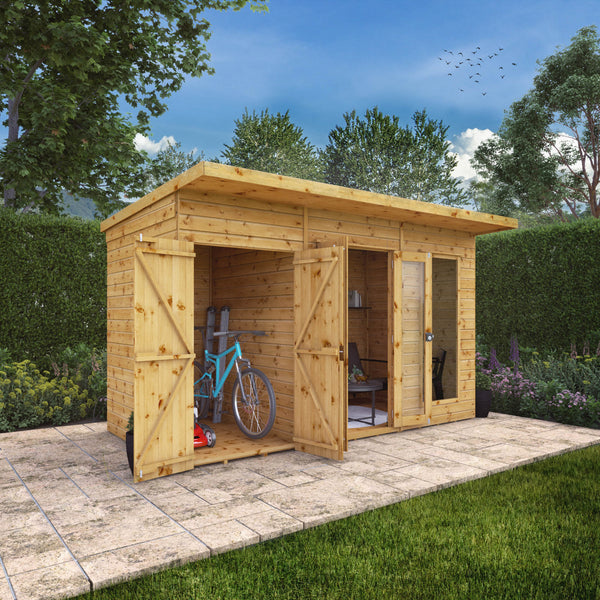 Mercia 12x6 Maine Pent Summerhouse With Side Shed