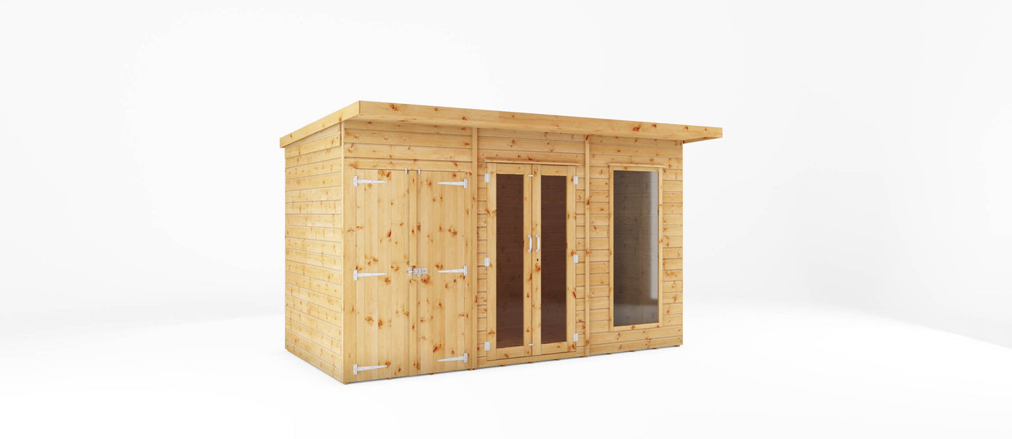 Mercia 12x6 Maine Pent Summerhouse With Side Shed