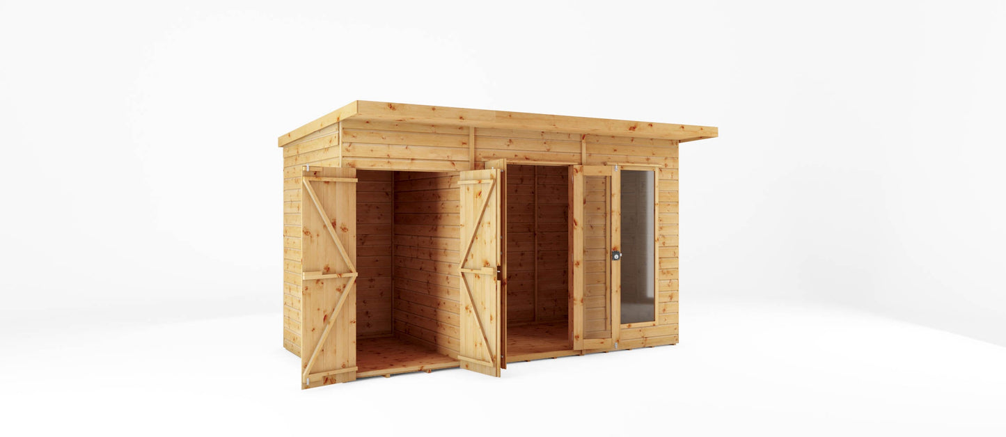 Mercia 12x6 Maine Pent Summerhouse With Side Shed