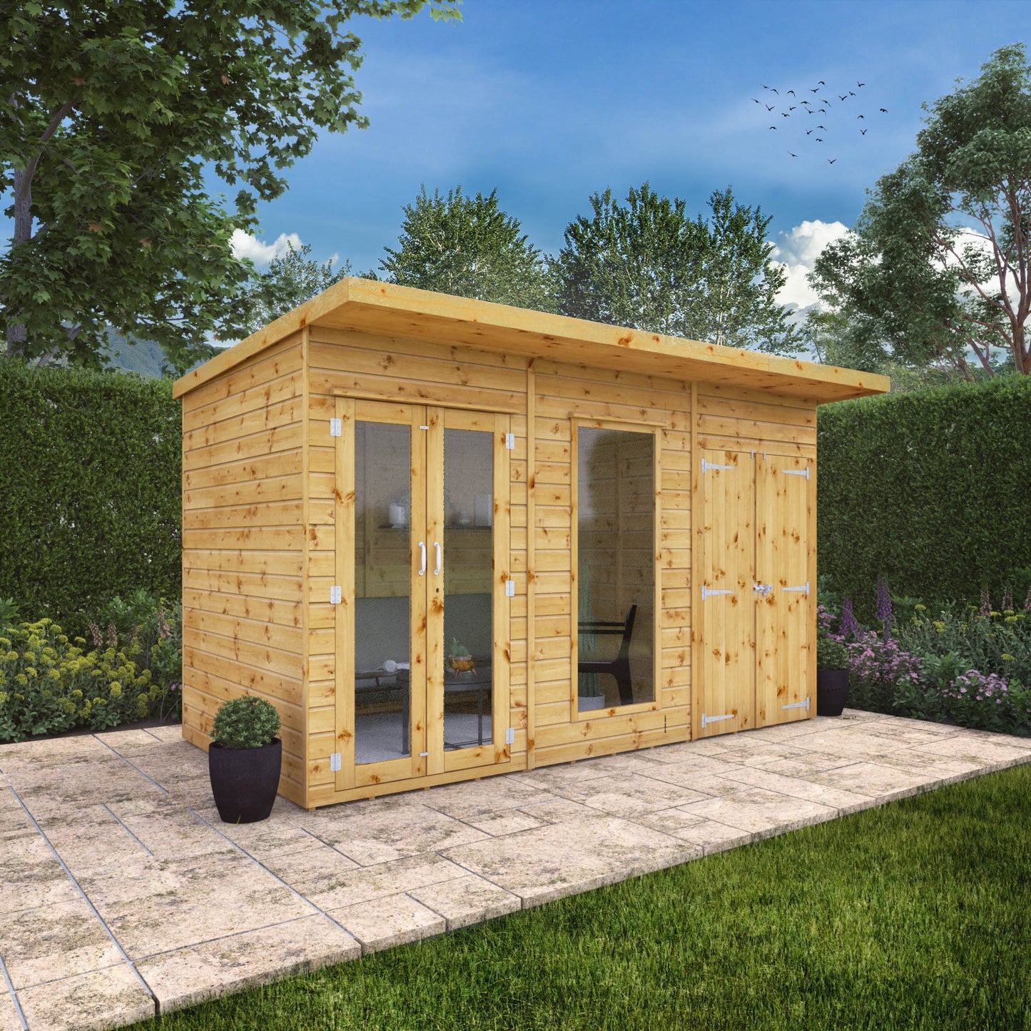 Mercia 12x6 Maine Pent Summerhouse With Side Shed