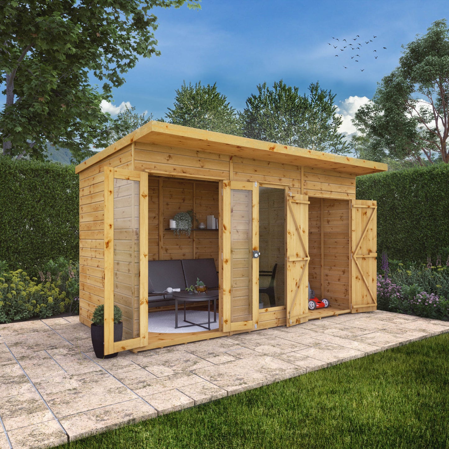 Mercia 12x6 Maine Pent Summerhouse With Side Shed