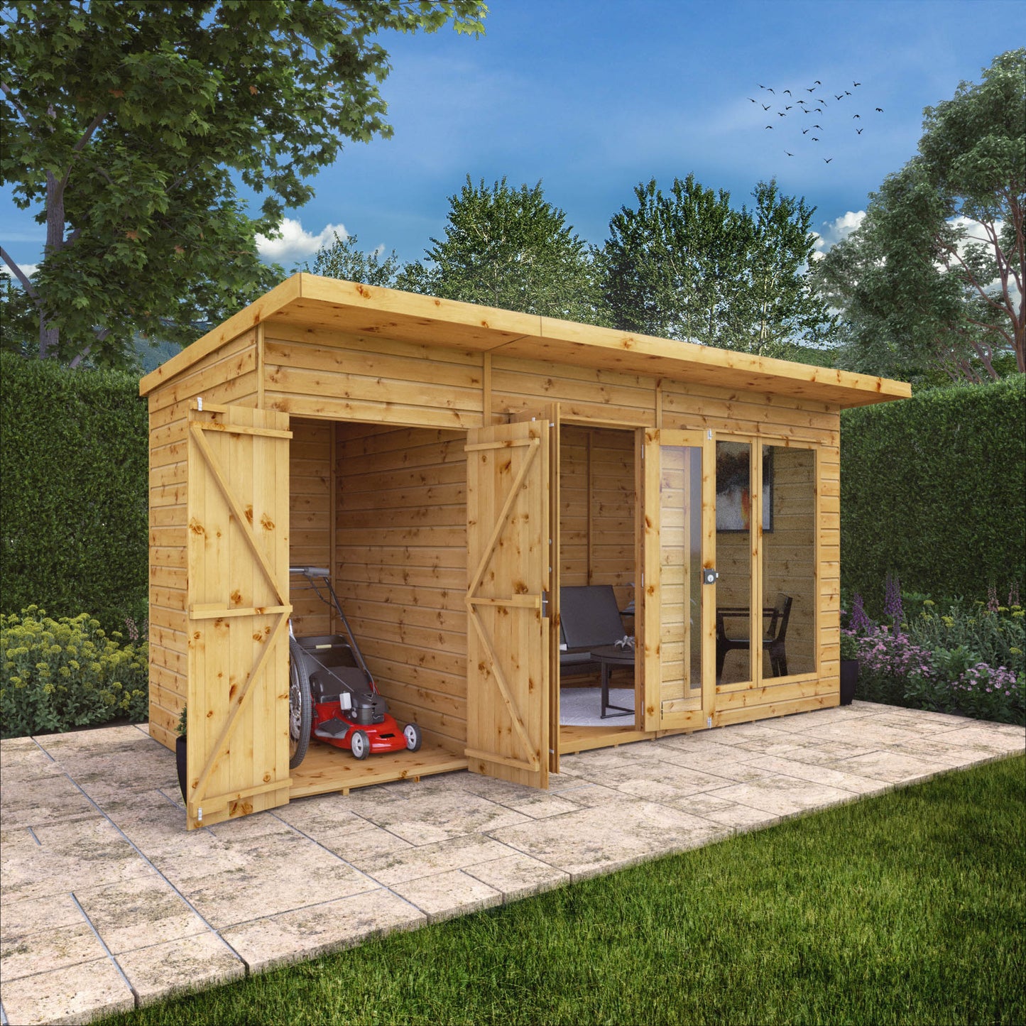 Mercia 14x6 Maine Pent Summerhouse With Side Shed