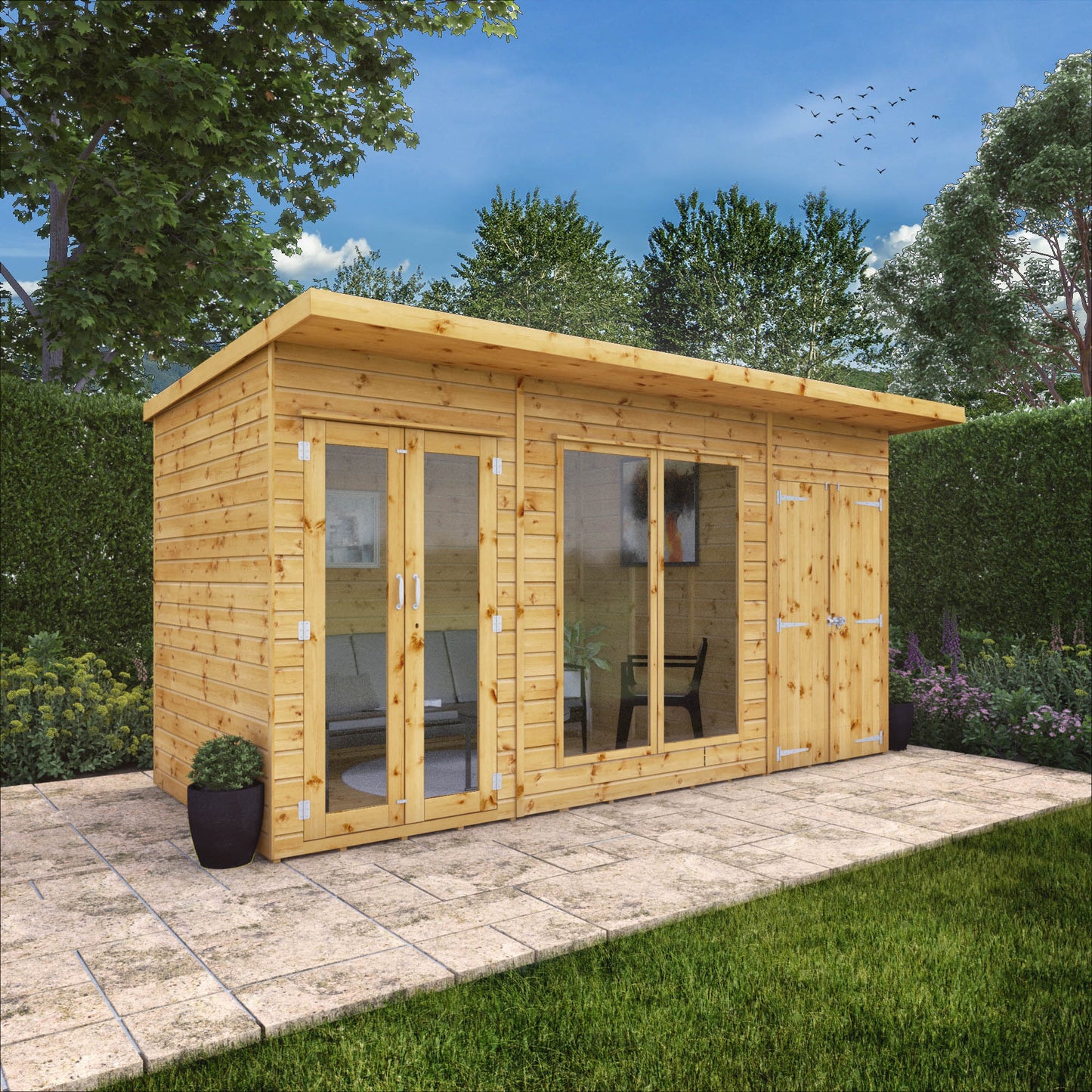 Mercia 14x6 Maine Pent Summerhouse With Side Shed